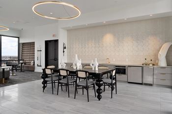 Modern dining room with table
